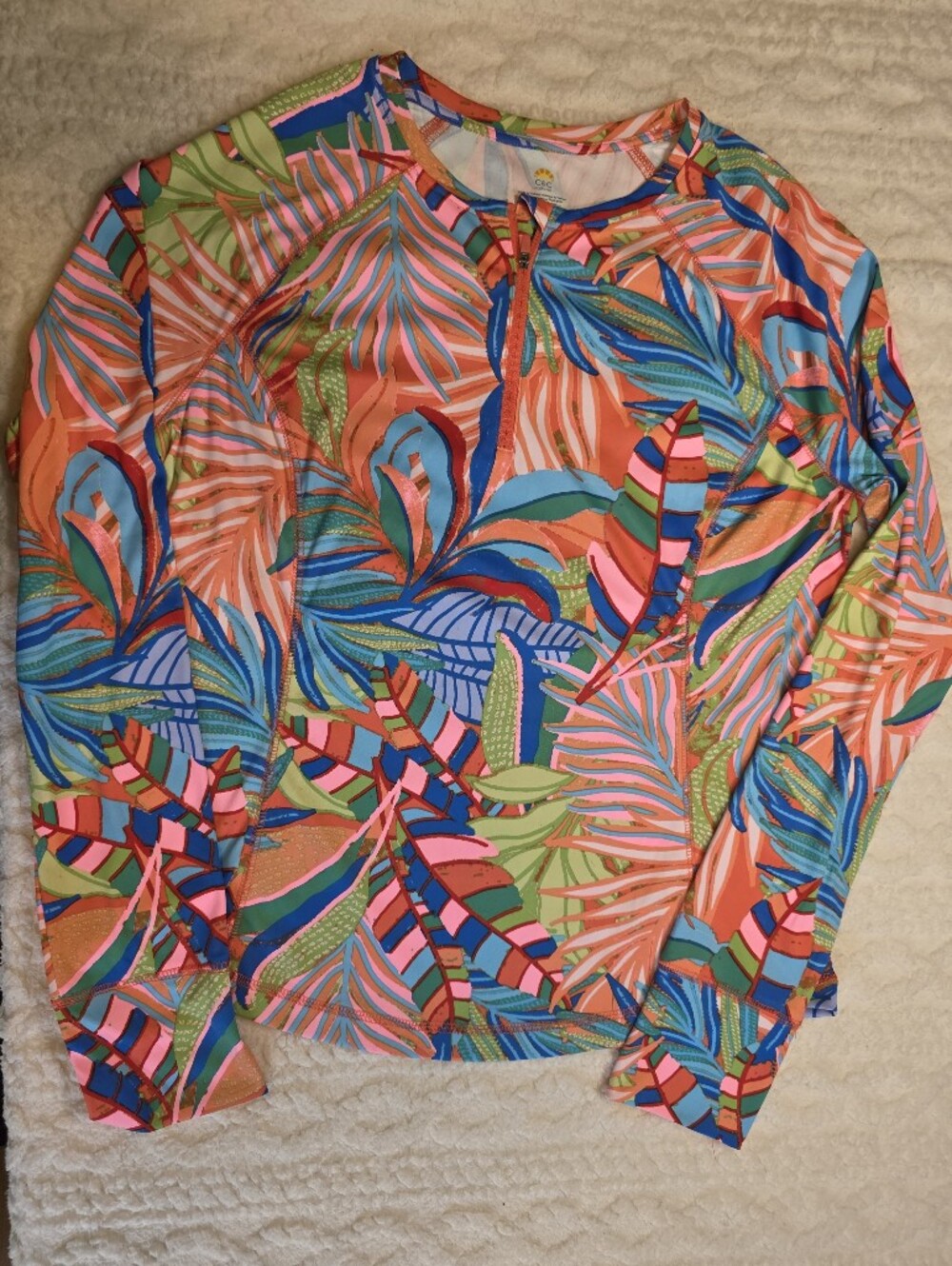 C&C California Coral Multi Tropical Print Swim Top